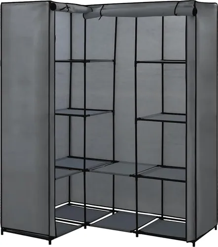 vidaXL Eckkleiderschrank - Platzsparender Stoffschrank für Schlafzimmer - Kleiderschränke: Stabiler Eckkleiderschrank mit langlebigem Eisenrahmen, ideal für platzsparende Aufbewahrung von Kleidung und Schuhen.