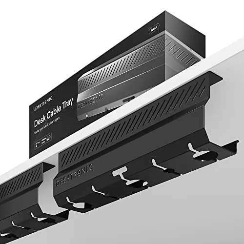 Kabelkanal Schreibtisch Schwarz 2er Set von Desktronic