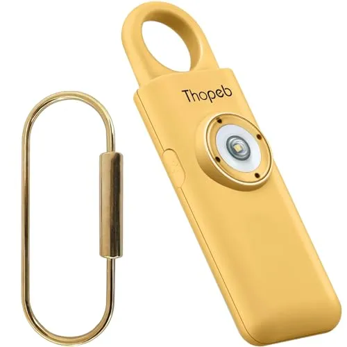 Taschenalarm für Selbstverteidigungs-Schlüsselanhänger, Sirene, wiederaufladbar, persönlicher Sicherheitsalarm für Damen, 135 dB Sirene, Stroboskop, SOS-LED-Licht (Metallic Gold)