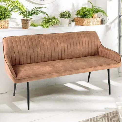 Elegante Sitzbank MILAN 160cm – Vintage-braun mit Metallbeinen