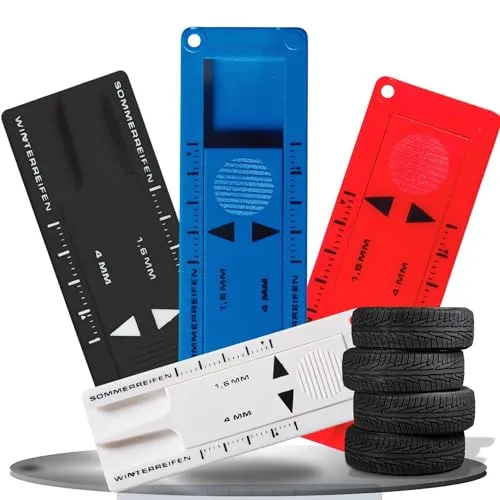 Reifen Profiltiefenmesser 0-20mm Messbereich - Reifenprofiltiefenmesser für Winter- & Sommerreifen - Autozubehör zum Tiefenmessen der Reifen - praktisches Reifendruckmessgerät, Farbe:standard-blau PP