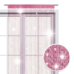 wometo Faden-Vorhang Glitzer-Vorhang 90x245 - pink-silber glänzender Deko Schal OEKO-TEX transparent halbtransparent Weihnachten