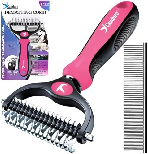 Candure Hundebürste für Haarausfall und effektive Haarentfernung (Rosa)