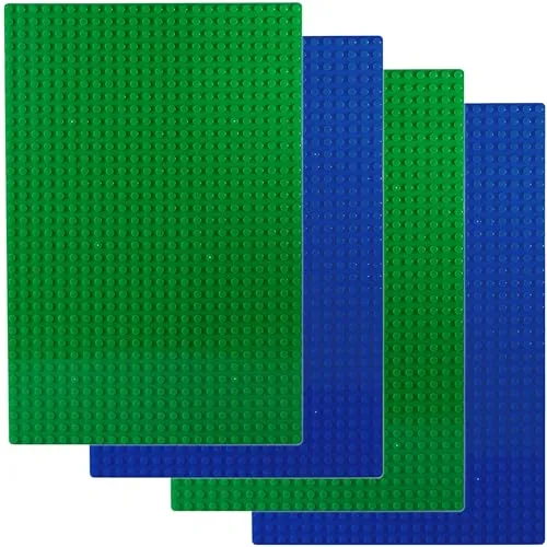 Games Baustein-Grundplatten, kompatibel mit Allen großen Marken, 19,2 x 28,8 cm, grüne Grundplatten (2X Grün & 2X blaues)