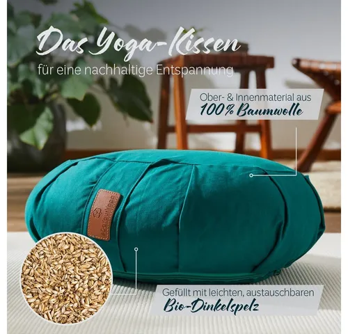 DoYourYoga Sitzkissen Ganesh – Bio-Dinkelspelz Meditationskissen - Sportmatten: Das nachhaltige Yogakissen „Ganesh“ aus 100% Baumwolle bietet ergonomischen Komfort für Meditation und Yoga und fördert eine entspannte Körperhaltung.