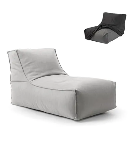 mokebo Outdoor Sitzsack Der Sundowner - Lichtgrau - Gartenstühle, wasserabweisend und ideal für drinnen und draußen, gefertigt aus hochwertigen Materialien in Deutschland für höchsten Komfort.