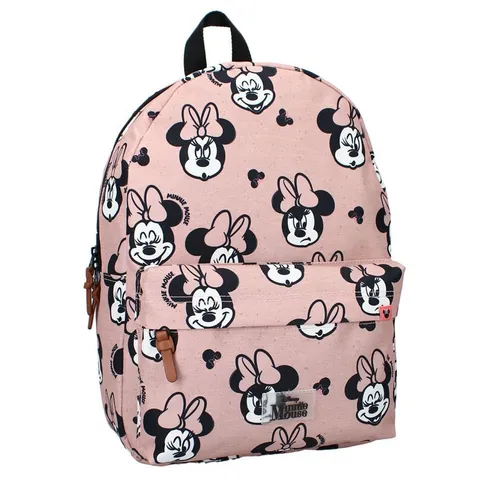 Disney Minnie Mouse Kinderrucksack - Rosa Rucksack für Kinder - Rucksäcke mit großem Hauptfach und verstellbaren Tragegurten, ideal für Schule und Freizeit. Abwaschbares Material mit dem legendären Minnie Mouse Motiv.