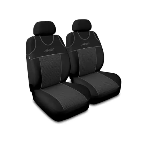 Saferide 2er Set Autositzbezüge PKW universal | Auto Sitzbezüge Polyester Grau für Airbag geeignet | für Vordersitze | 1+1 Autositze vorne