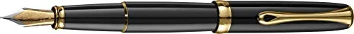 DIPLOMAT Füllhalter Excellence A2 - Elegantes Schreibgerät in Schwarz mit Vergoldung - Füller, hochwertig und elegant mit langlebigem Metallgehäuse, ausgestattet mit einer feinen Edelstahlfeder für besten Schreibkomfort. 5 Jahre Garantie auf Qualität und Design.