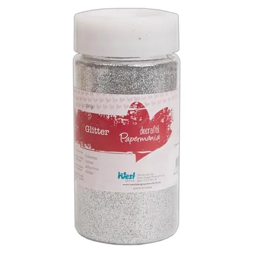 DoCrafts Große Feine Glitter Töpfe 250g Silver
