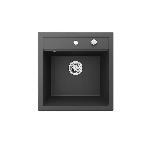 Bergstroem Granitspüle Tesa, Schwarz, 50 x 49 cm - Sanitäranlagen & Zubehör, elegante und chemikalienresistente Granitspüle mit mittiger Beckenposition, ideal für moderne Küchen.
