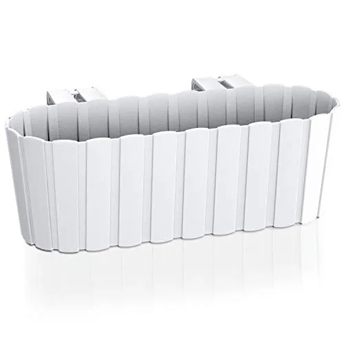 Prosperplast Boardee Hook Blumenkasten Balkonkasten Blumentopf Pflanzkasten 4,9L 383x212x130mm (Weiß)