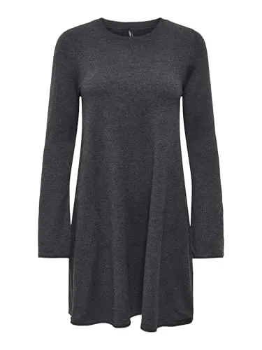 Onlamalio Life Ls Oneck Dress Cc KNT - Freizeitkleider für Damen, lässig geschnittenes Midikleid mit Rundhalsausschnitt und langen Ärmeln – perfekt für den Alltag!
