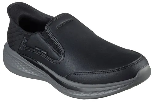 Skechers Herren Sneakers, schwarzes, 41 EU - Herren-Sneaker aus hochwertigem, glattem Leder für ultimativen Komfort und stilvolles Design.