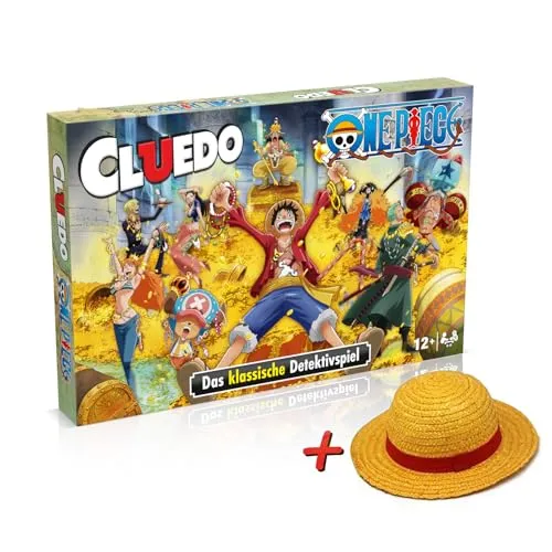 Winning Moves Cluedo - One Piece inkl. Ruffy Strohhut - Gesellschaftsspiel mit spannenden Krimi-Abenteuern! Wähle deine Lieblingsfigur und entdecke Schätze auf der Suche nach Ruhm. Inklusive Ruffy Strohhut (Kindergröße, ca. 50cm Kopfumfang).