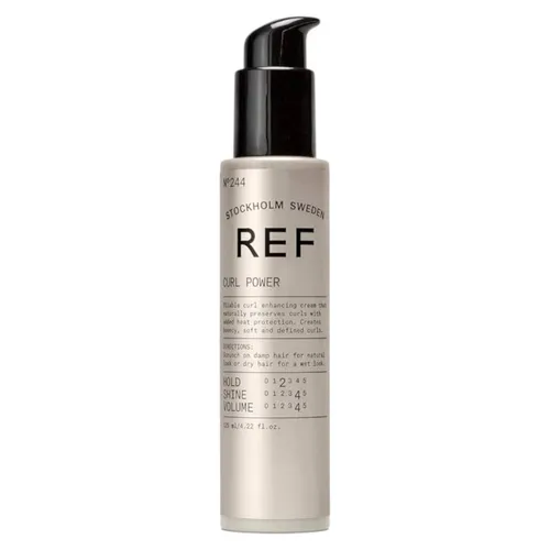 REF. 244 Curl Power 125 ml – Lockenpflege - Die REF. 244 Curl Power Lotion definiert und verstärkt Locken für ein perfektes Styling. Ideal für trockenes oder nasses Haar, sorgt sie für tollen Halt und Glanz. Einfaches System zur schnellen Erkennung der Vorteile.