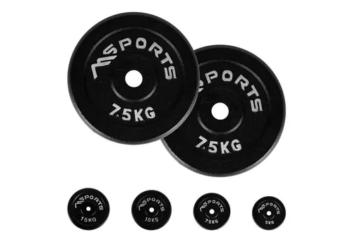 MSports® Hantelscheiben 5-30 kg (2 x 7,5 kg) aus 100% Gusseisen - Professionelle Hantelscheiben aus 100% Gusseisen, ideal für Krafttraining zu Hause oder im Studio. Extrem robust und vielseitig für alle Muskelgruppen einsetzbar.