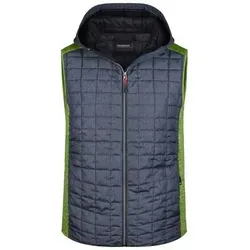 Men's Knitted Hybrid Vest Weste im stylischen Materialmix grau/grün, Gr. XL