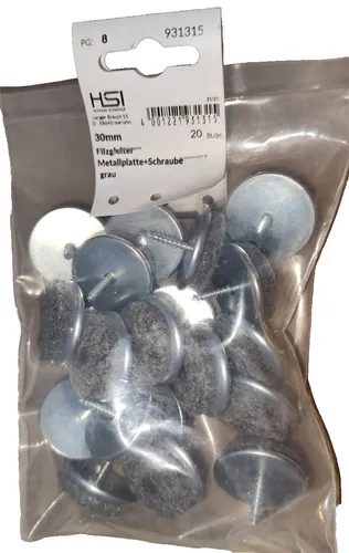 Filzgleiter  30 mm 20 stück mit Schraube Untersetzter Stehgleiter Möbelgleiter