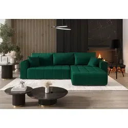 Bedante Ecksofa, Grün, 3-Sitzer, L-Form, 280x175 cm