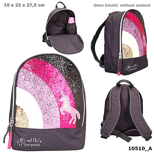 Ylvi & the Minimoois kleiner Rucksack Regenbogen Glitzer Anthrazit, Kinder 10510
