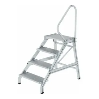 Aluminium Trittleiter, 4 Stufen, 800mm hoch - Leiter aus Aluminium mit 4 stabilen Stufen, ideal für sicheren Zugang zu hohen Stellen, leicht und robust.