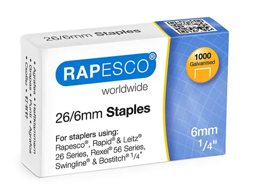 RAPESCO Heftklammern 26/6 mm verzinkt 1.000 Stück