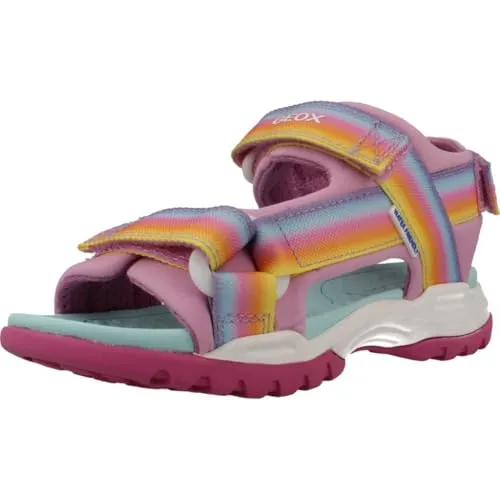 Geox J Borealis Girl A Sandal - Dk Pink/Multicolor, 27 EU - Wanderschuhe, atmungsaktiv und ideal für aktive Mädchen bei warmem Wetter.
