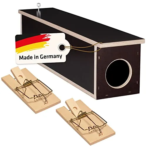 Profi Rattenfalle Köderbox Holz mit 2 Schlagfallen