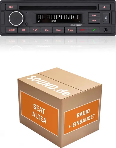 Autoradio Einbaupaket für Blaupunkt Milano 200 BT kompatibel mit Seat Altea Grau | Bluetooth USB