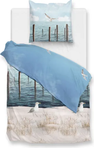 ZO! Home Renforcé Bettwäsche - Sandler - Möwe, Strand 200 x 200 cm - Bettwäsche aus 100% Baumwolle, atmungsaktiv und hautfreundlich für erholsamen Schlaf. Mit praktischem Reißverschluss für einfaches Beziehen und geeignet für Sommer und Winter.