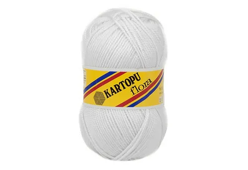 Kartopu 5 x 100g Strick-Häkel-Garn Kartopu Flora Acryl-Wolle Farbwahl Häkelwolle, 1150 m (5er-Pack, 5-St), K010 weiß