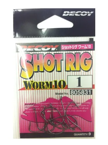 Decoy Worm 10 Shot Rig Worm Hook for Wacky Style Size 1 (5831)