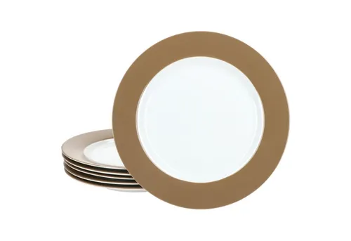 MamboCat Frühstücksteller Ritzenhoff 6x Nougat Doppio - Elegante Porzellan-Kuchenteller mit harmonischem braunem Rand, ideal für Frühstück und Kaffeerunden. Robust, spülmaschinen- und mikrowellengeeignet – perfektes Set für jeden Anlass!