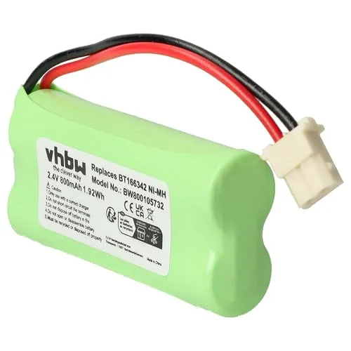 vhbw Akku kompatibel mit AT&T BT166342, BT-166342, BT266342, BT-266342, CL80100 schnurlos Festnetz Telefon (800mAh, 2,4V, NiMH)