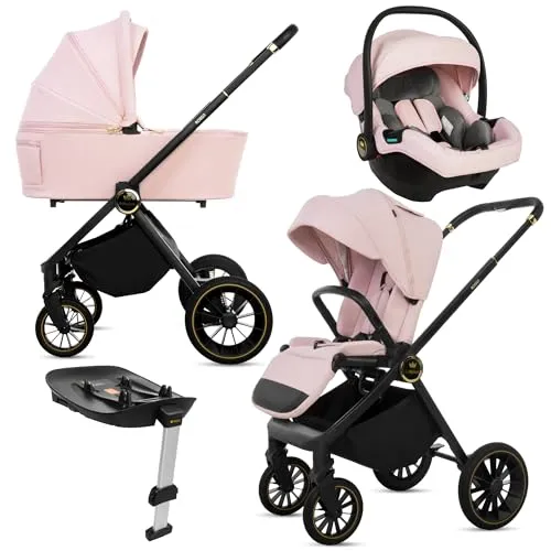 BabyLux® Kinderwagen 4in1 Set ROSSO – Faltbar, Leicht, Rosa in pink von Babylux