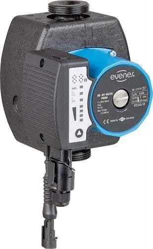 Solarumwälzpumpe EVENES HE-HT PWM Signal, 130 mm - Poolzubehör für effiziente Solarthermie, mit Zuschaltbarer PWM-Ansteuerung und flexiblen Kennlinien für optimale Anpassung an Heizungsbedarf.