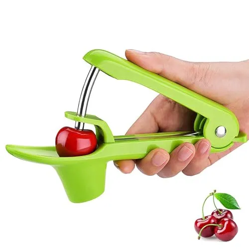 lvvhuan Kirschentkerner, Kirschentkerner Edelstahl, Manuell | Kirschentsteiner, Hand Fruit Entkernen, zum Entkernen Von Kirschen für Haushalt, Küche und Lebensmittelverarbeitung(Grün)