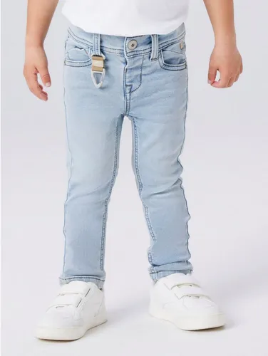 NAME IT Jungen Nmmtheo Dnmthayer 2689Swe Key Pant Noos, Light Blue Bleached Denim, 86 - X-Slim-Fit-Jeans für Jungen mit verstellbarem Bund und praktischem Schlüsselhänger. Ideal für den täglichen Einsatz, robust und stylisch.