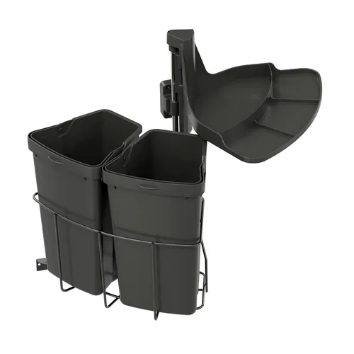 Abfallcenter 2 Schwenkeimer 9 L - Praktischer Abfalleimer für Mülltrennung - Haushaltszubehör mit 2 Fächern für einfache Mülltrennung, abnehmbare Abdeckung und platzsparendes Design - ideal für die Küche.