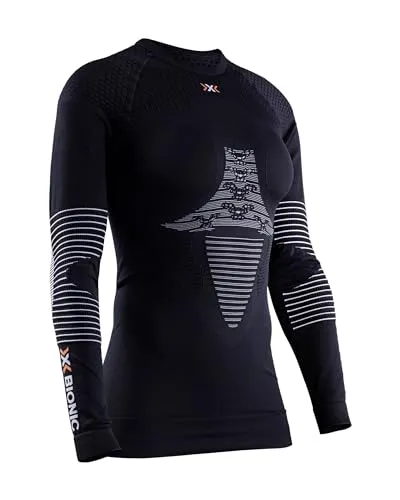 X-Bionic Energizer 4.0 Shirt Long Sleeve Women, opal black/arctic white - Funktionale Langlauf Unterwäsche für Frauen, bietet optimale Thermoregulation und leichte Kompression für maximalen Komfort bei allen Outdoor-Aktivitäten.