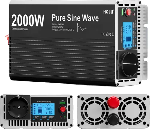 Reiner Sinuswellenwechselrichter 2000W mit LCD-Display und Fernbedienung