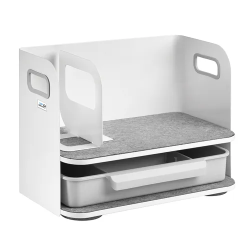 Schreibtisch-Organizer mit Schublade und Buchstütze - Boxen für Büroutensilien, stabil und max. belastbar bis 10kg, ideal für Ordnung und Übersicht auf Ihrem Schreibtisch.