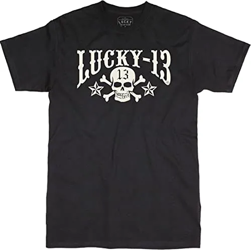 Lucky 13 Skull Stars Männer T-Shirt schwarz XL 100% Baumwolle Basics, Biker, Rockwear, Streetwear