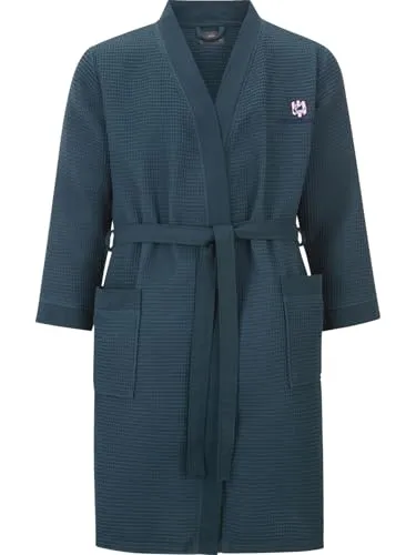 Jan Vanderstorm Herren Bademantel Aretti petrol, 2XL (XXL) - Kuscheliger Wellness Begleiter - Bademantel für Herren in Übergröße, ideal für Sauna und entspannte Tage. Hergestellt aus hochwertiger Baumwolle, pflegeleicht und in Waffeloptik. Erhältlich in Dunkelblau und Petrol.