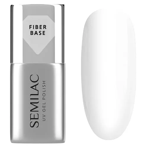 Semilac UV Nagellack Base Coat Fiber Base 7 ml – Starke Base mit Nylonfasern, milchiger Farbton, für Farbverstärkung & Nagelverlängerung bis 1 cm