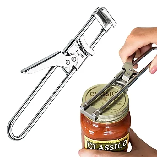 Schraubdeckelöffner Edelstahl,Rutschfestes Design Flaschenöffner, Flaschenöffner Verstellbare,Küchenöffner,Deckelöffner für Schwache Hände,Senioren Mit Arthritis