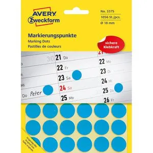 Avery Zweckform 3375 blau Markierungspunkte Ø 18mm