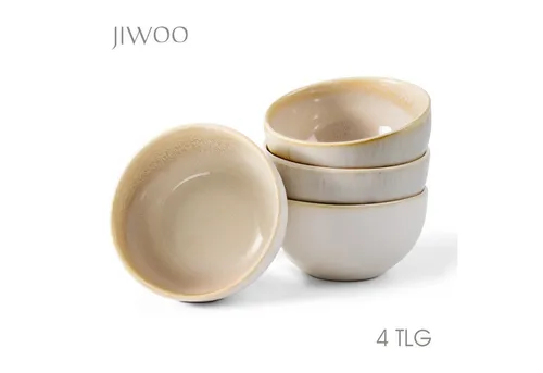 JIWOO Salatschüssel 4er Ø13.5cm, Müslischüssel Suppenschüssel Dessertschale Obstschale, Keramik, (Schüsselset, 4-tlg), Hochwertiges Schüsseln Braun Mikrowellen und spülmaschinenfest Ø13,5cm