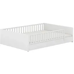 Paidi Bodenbett Little Flo, Weiß, 140x200 cm - Hochwertiges Kinderbett in Weiß, ausgezeichnet mit Blauer Engel und Goldenem M, in verschiedenen Holzdekoren und Größen erhältlich – ideal für ein gesundes Kinderzimmer.
